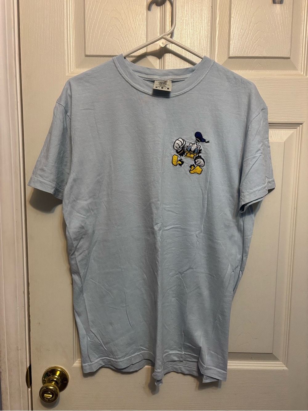 Light Blue Angry Donald Duck Embroidered Tee - Medium